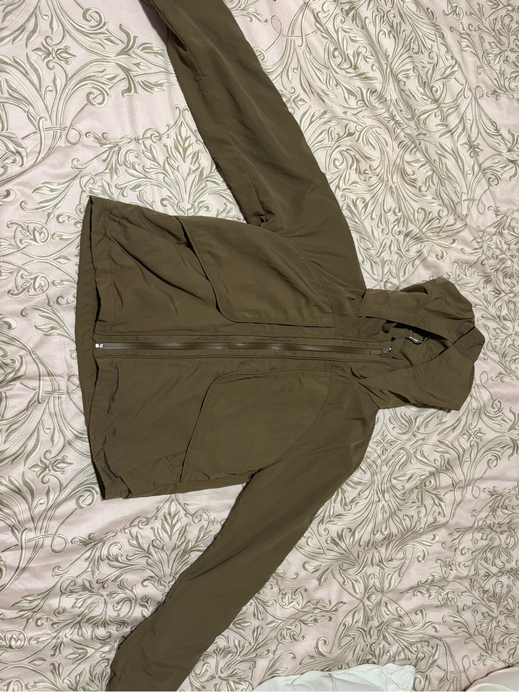 Lululemon Athletica Olive Green Bomber Jacket With Hood